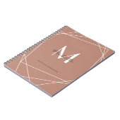 モダンバラ金ゴールドホワイトモノグラム名スクリプト ノートブック (左側)