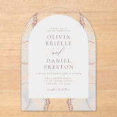 モダンバラ金ゴールドホワ結婚イトエレガント アクリル招待状 (正面)