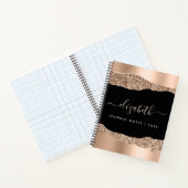 モダンバラ金ゴールドモノグラムのグリッター ノートブック (内部)