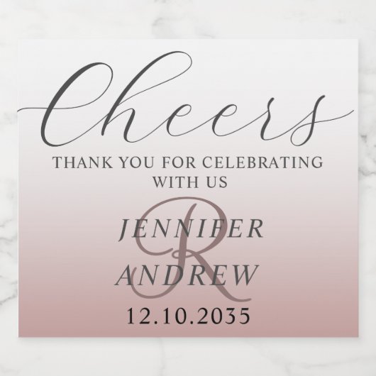 モダンバラ金ゴールドモノグラム結婚式の引き出物 スパークリングワインラベル (シングルラベル)