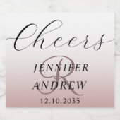 モダンバラ金ゴールドモノグラ結婚ムのワきらめくイン スパークリングワインラベル (シングルラベル)