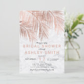 モダンバラ金ゴールドヤシの木の大理石ブライダルシャワー 招待状 (スタンド正面)