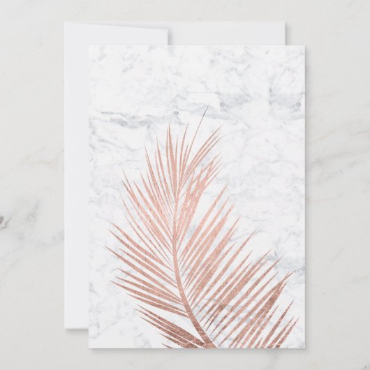 モダンバラ金ゴールドヤシの木の大理石ブライダルシャワー 招待状 (裏面)