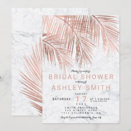 モダンバラ金ゴールドヤシの木の大理石ブライダルシャワー 招待状