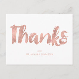 モダンバラ金ゴールドラヴ結婚の感謝ポストカード ポストカード