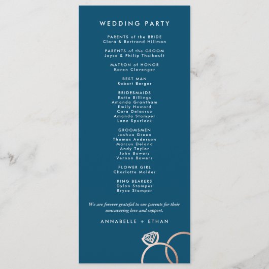 モダンバラ金ゴールドリングや輪カスタムウェディングプログラム プログラム (裏面)