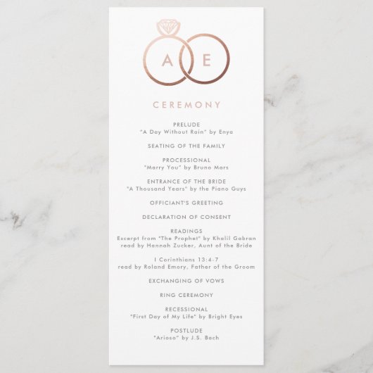 モダンバラ金ゴールドリングや輪カスタムウェディングプログラム プログラム (正面)