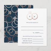 モダンバラ金ゴールドリングや輪結婚式RSVP返信カード 出欠カード (正面/裏面)