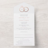 モダンバラ金ゴールドリングや輪結婚赤面 オールインワン招待状 (内側)