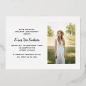 モダンバラ金ゴールド写真卒業 箔招待状 (裏面)