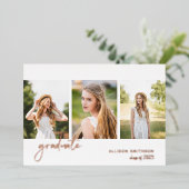 モダンバラ金ゴールド写真卒業 箔招待状 (立ち正面)