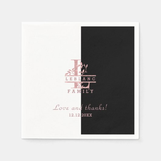 モダンバラ金ゴールド分カスタム割モノグラムL スタンダードカクテルナプキン (正面)