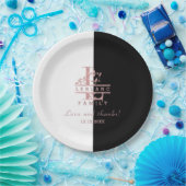 モダンバラ金ゴールド分カスタム割モノグラムL ペーパープレート (パーティー)