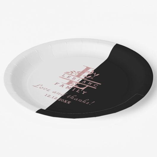 モダンバラ金ゴールド分カスタム割モノグラムL ペーパープレート (アングル)