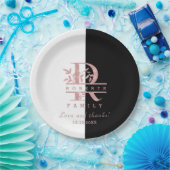 モダンバラ金ゴールド分カスタム割モノグラムR ペーパープレート (パーティー)