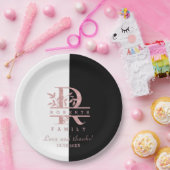 モダンバラ金ゴールド分カスタム割モノグラムR ペーパープレート (パーティー)