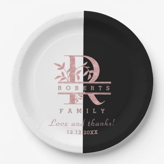 モダンバラ金ゴールド分カスタム割モノグラムR ペーパープレート (正面)