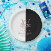 モダンバラ金ゴールド分カスタム割モノグラムV ペーパープレート (パーティー)