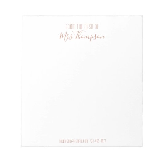 モダンバラ金ゴールド名スクリプト ノートパッド (正面)