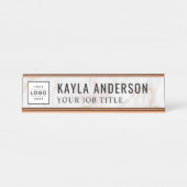 モダンバラ金ゴールド大理石パーソナライズされたビジネスロゴ デスクネームプレート (正面)