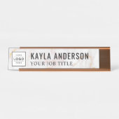 モダンバラ金ゴールド大理石パーソナライズされたビジネスロゴ デスクネームプレート (正面)