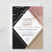 モダンバラ金ゴールド大理石幾何三角形結婚の 招待状 (正面)