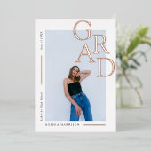 モダンバラ金ゴールド実在卒業 箔招待状 (立ち正面)