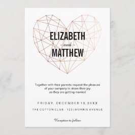 モダンバラ金ゴールド幾何ハート結婚の 招待状