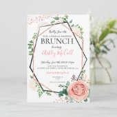 モダンバラ金ゴールド幾何ブライダルシャワー招待状 招待状 (スタンド正面)