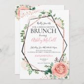 モダンバラ金ゴールド幾何ブライダルシャワー招待状 招待状 (正面/裏面)