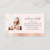 モダンバラ金ゴールド幾何学的赤面ピンクメイクサロン 名刺 (裏面)