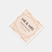 モダンバラ金ゴールド幾何学的赤面ピンク結婚ズ スタンダードカクテルナプキン (角)