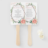 モダンバラ金ゴールド幾何結婚式 プログラム ハンドファン (正面&裏面)