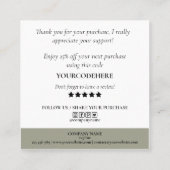 モダンバラ金ゴールド感謝していはご注文のsqに対して スクエア名刺 (裏面)