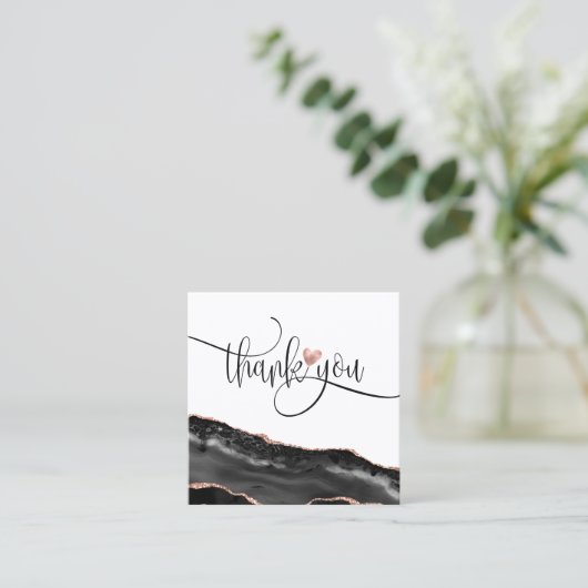 モダンバラ金ゴールド感謝していハートご注文 スクエア名刺 (スタンド正面)