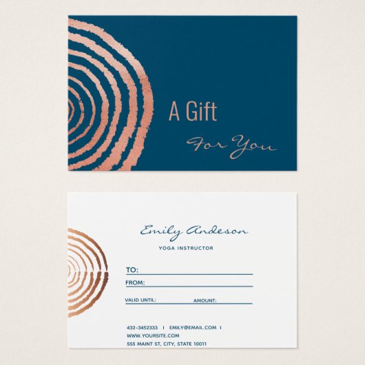 モダンバラ金ゴールド抽象芸術パターンギフトカード (正面&裏面)