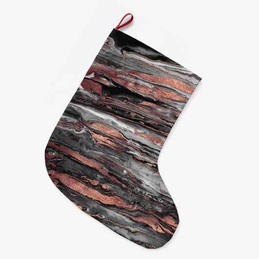 モダンバラ金ゴールド抽象芸術マーブル絵を描化 ラージクリスマスストッキング (正面 (吊り時))