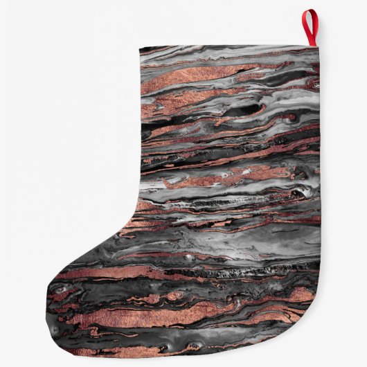 モダンバラ金ゴールド抽象芸術マーブル絵を描化 ラージクリスマスストッキング (裏面)