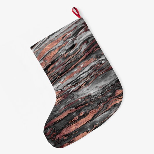 モダンバラ金ゴールド抽象芸術マーブル絵を描化 ラージクリスマスストッキング (裏面 (吊り時))