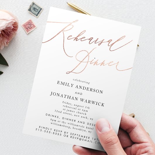 モダンバラ金ゴールド書結婚のリハーサル 招待状