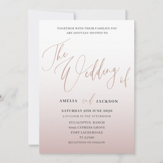 モダンバラ金ゴールド書結婚のThe's Of 招待状 (正面)