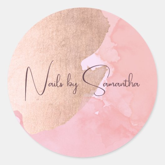 モダンバラ金ゴールド水彩爪、 ネイル ラウンドシール (正面)