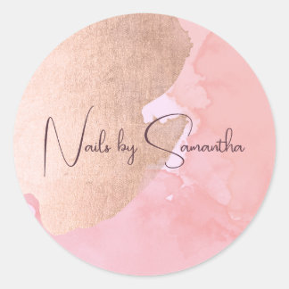 モダンバラ金ゴールド水彩爪、 ネイル ラウンドシール