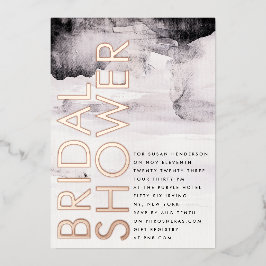 モダンバラ金ゴールド男女兼用ブライダルシャワー 箔招待状