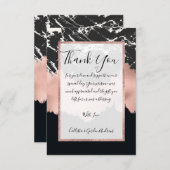 モダンバラ金ゴールド白黒マーブルブラシストローク サンキューカード (正面/裏面)