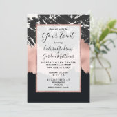 モダンバラ金ゴールド白黒マーブルブラシストローク 招待状 (スタンド正面)