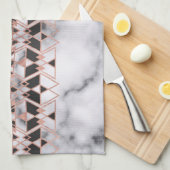 モダンバラ金ゴールド白黒幾何学模様 キッチンタオル (四つ折り)