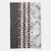 モダンバラ金ゴールド白黒幾何学模様 キッチンタオル (縦)