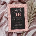 モダンバラ金ゴールド箔ブラックsweet sixteen 招待状<br><div class="desc">黒モダンバラ金ゴールドグリッターフォイルsweet sixteen16th招待連絡、一致する項目のための私、またはカスタマイズのための私、赤面バラ©</div>
