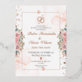 モダンバラ金ゴールド箔結婚式招待状 箔招待状 (正面)